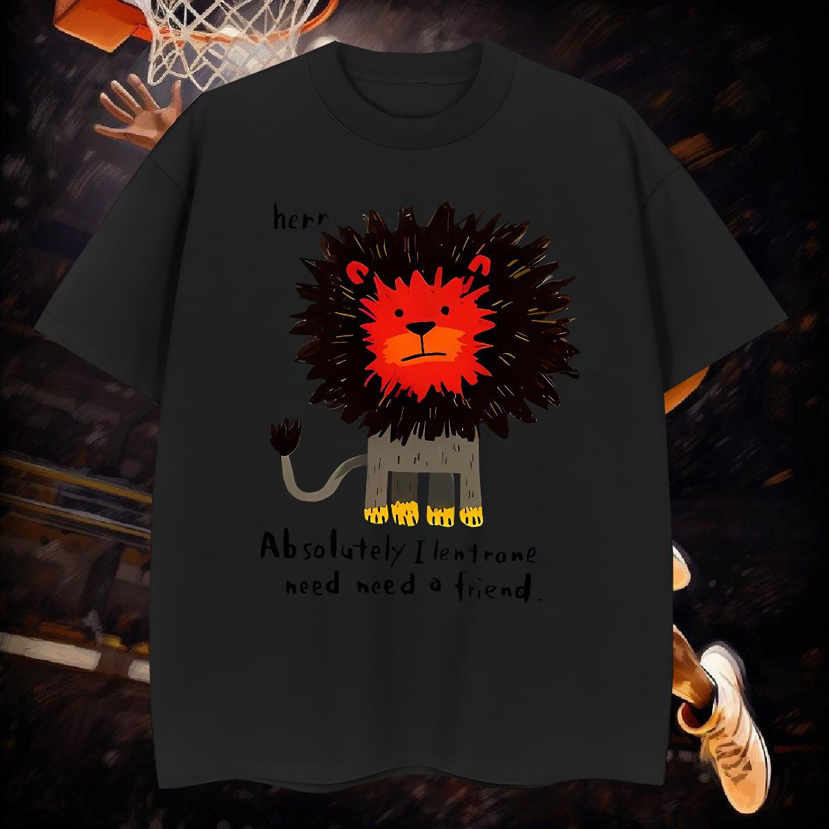 T shirt 230g 100% Cotton lion Sports Casual Breathable Short Sleeve DIY Men Tees Fashion Casual Loose Fit Wear