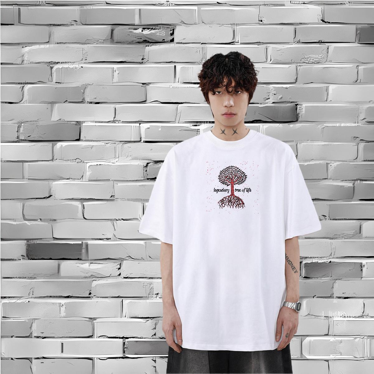 Fashion T Shirts Men 100% Cotton 230g tree Sports Casual Tops Shirt Short Sleeve Soft Unisex Men Tops Tees Customized