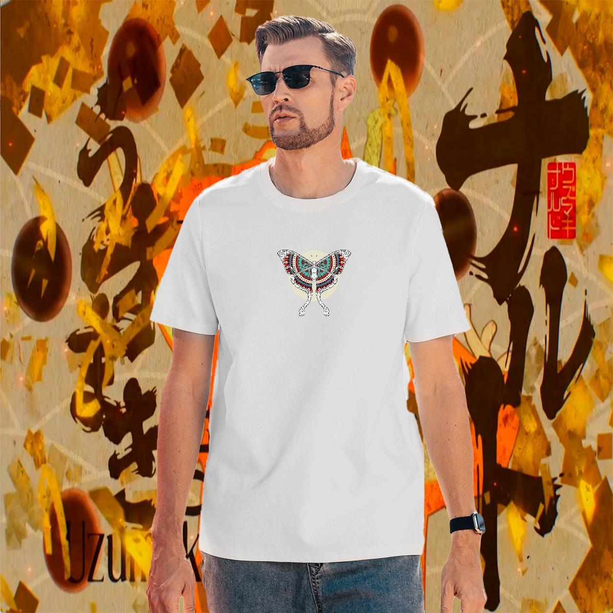 Soft Men Tees 230g Cotton Butterfly T-Shirts Daily Wear O-Neck Short Sleeve DIY Printed Fashion New Clothes