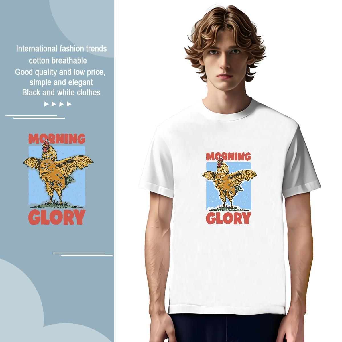 Man T Shirts 230g 100% Cotton chicken Sports Casual Round Neck Short Sleeve Custom Cartoon Couples T Shirts Fashion Casual High Quality Tshirts