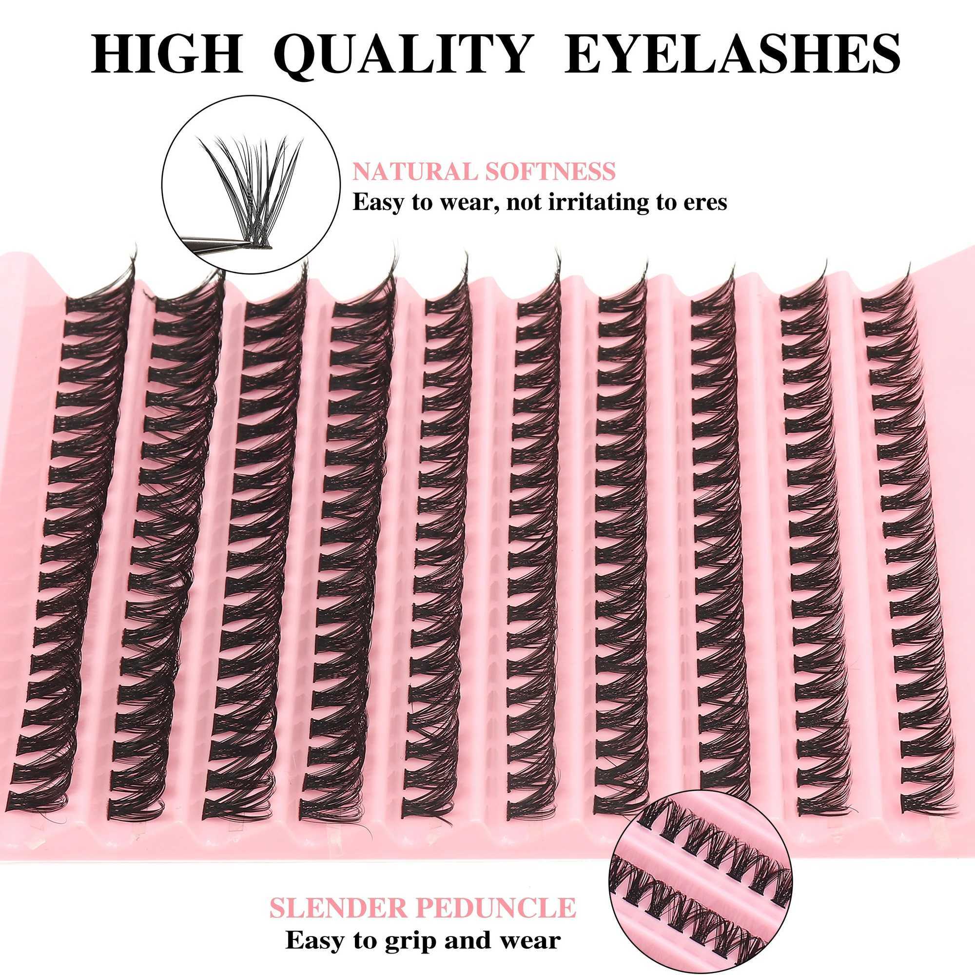 40D Fluffy Dramatic D Curled Eyelash Extension 0.05mm Thick DIY Cluster False Eyelash Set Reusable Mixed Length 9-16mm W240803