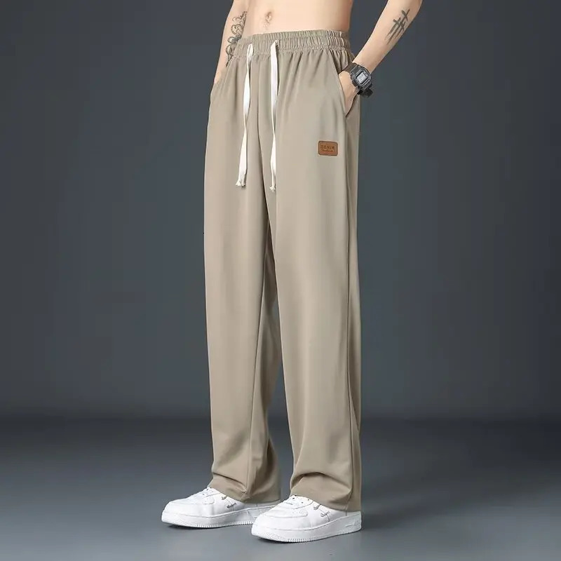 Mens high street trendy Instagram with design sense niche cropped pants straight leg casual 240806