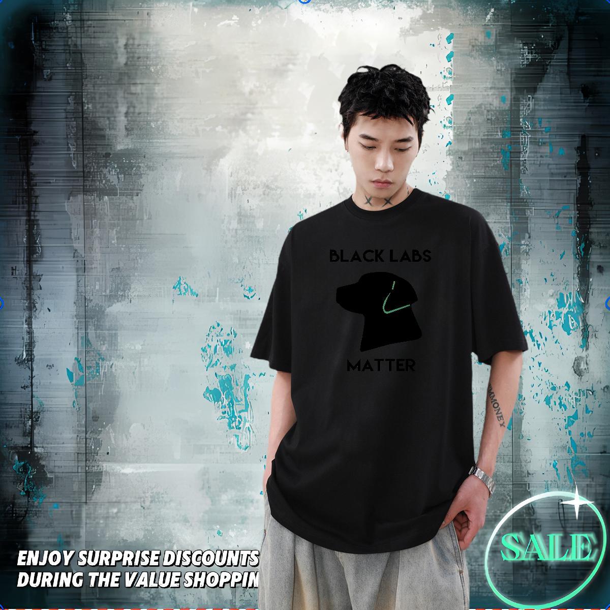 Classic Casual T Shirts Men 230g 100% Cotton dog Hip Hop Tees Short Sleeve O-Neck Loose Men Tops Tees DIY Printed
