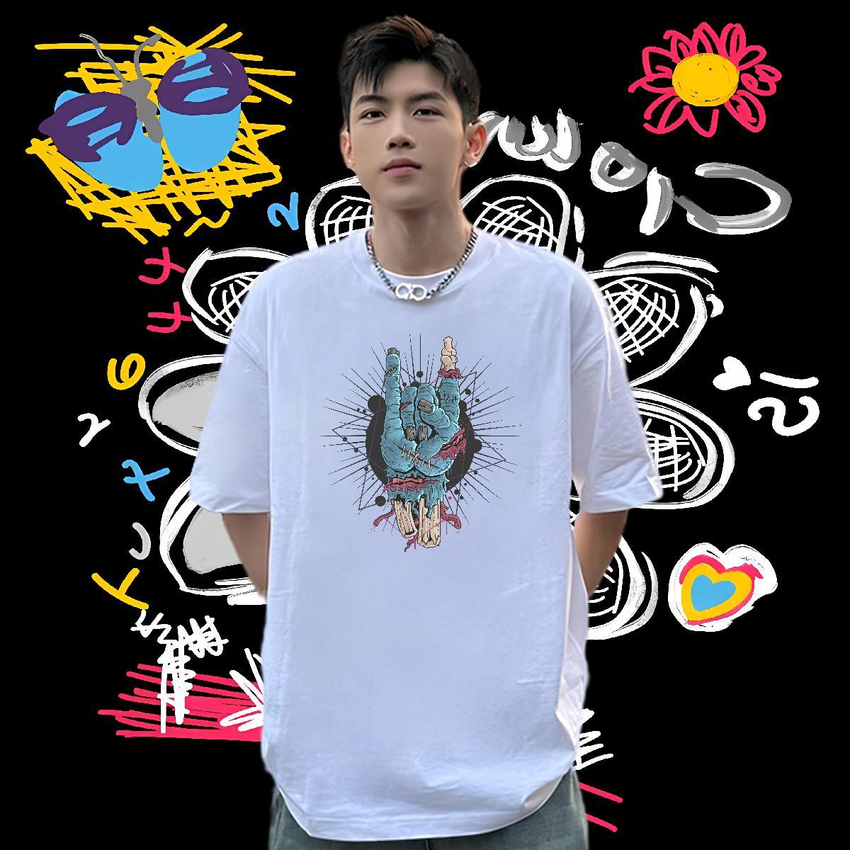 New Designer T-Shirts for Men 100% Cotton 230g Halloween Casual Tees Shirts Short Sleeve O-Neck Comfortable Tshirts Graphic