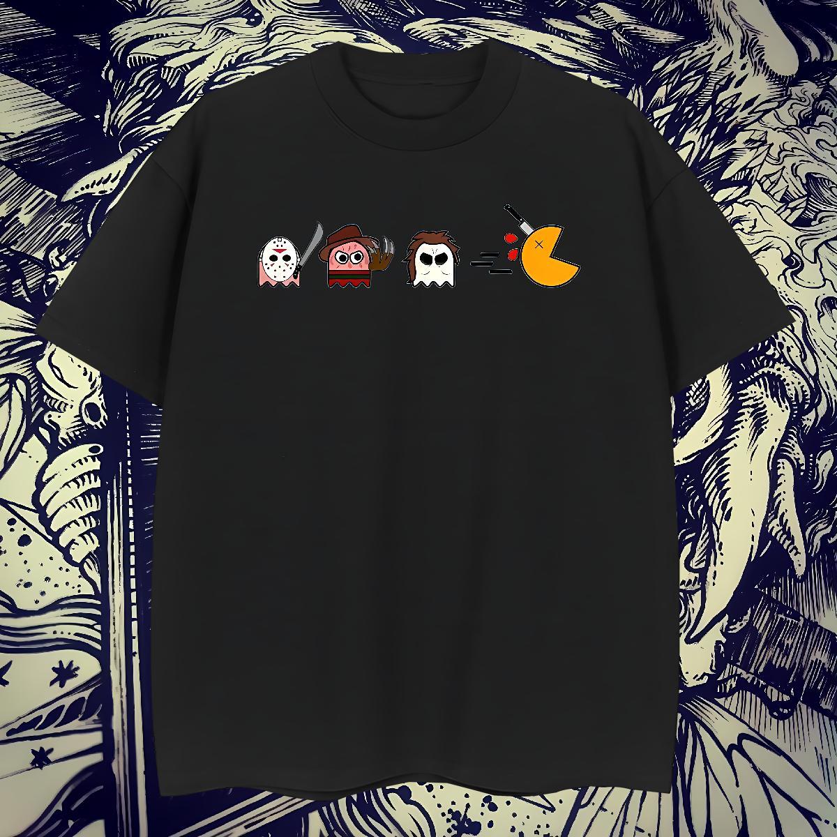 Classic Men T Shirts 230g Cotton halloween Street Wear Tees Short Sleeve O-Neck Unisex Men Tops Tees Anime Print