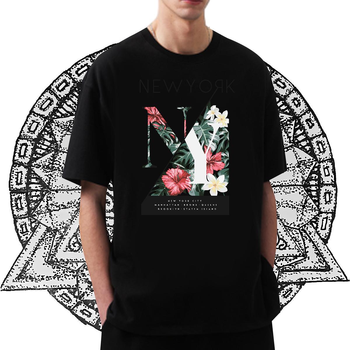 New Designer T-Shirts 100% Cotton 230g flower Street Polos Breathable Wholesale Tshirt for Man Woman Skull