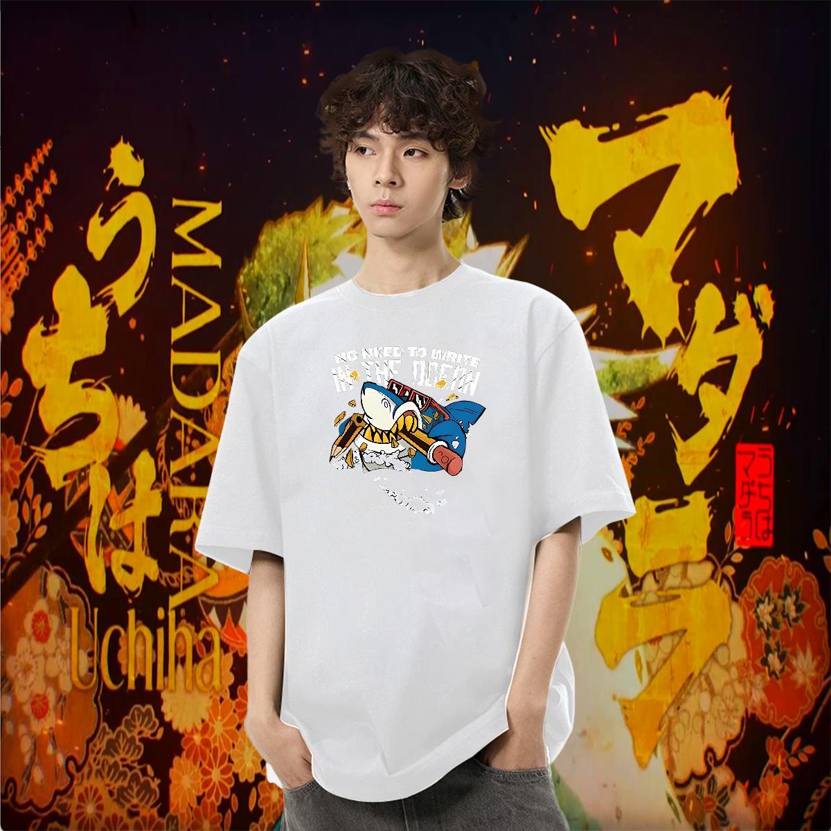 New T Shirt For Man 230g 100% Cotton shark High Street Hip Hop Top Tees Crew Neck High Quality Tshirt for Man Woman Oversized 3XL 4XL