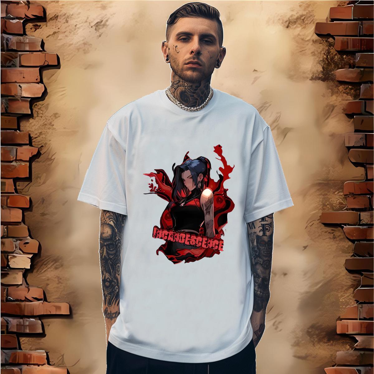 T Shirt For Man 230g Pure Cotton Anime characters Beach Breathable Soft DIY Men Tops Tees New Brand Tshirts