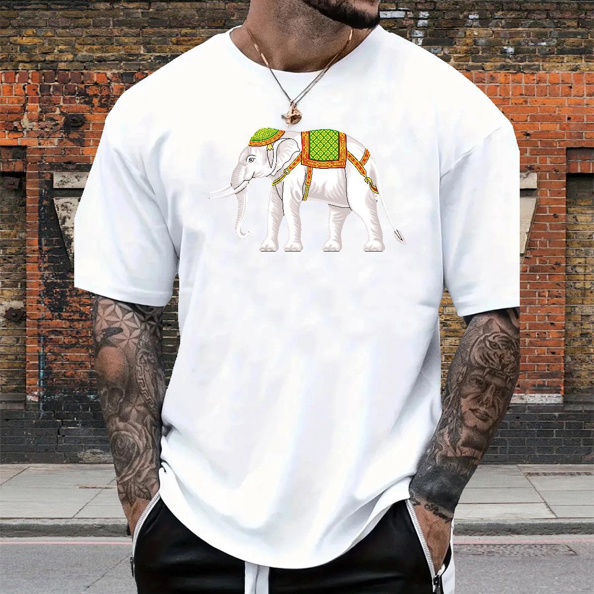 Designer Fashion Men T Shirts 230g Pure Cotton elephant Beach Tees Shirts O-Neck Short Sleeve Wholesale Mens Tshirts White Plus Size