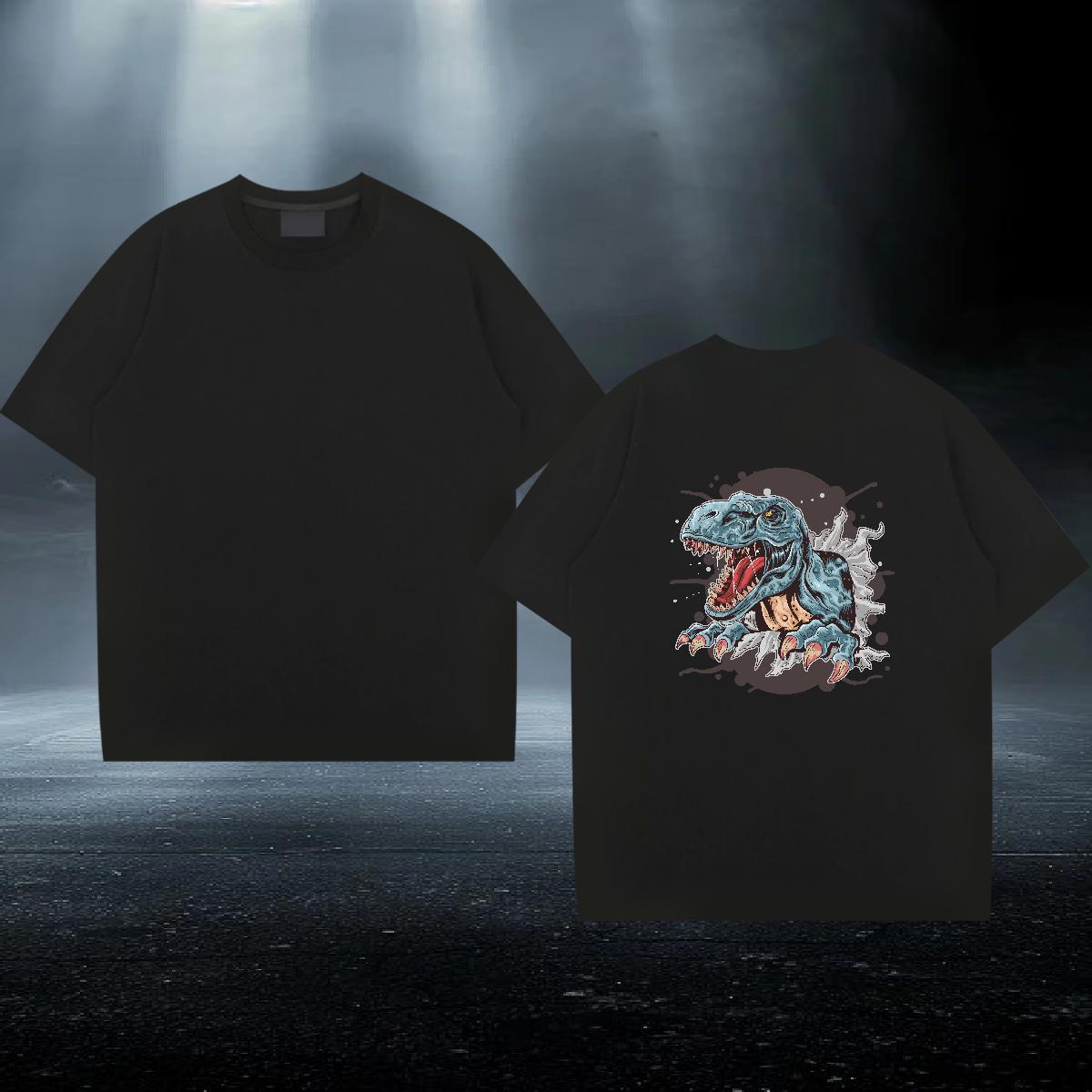 New Arrival T-Shirts 230g Cotton dinosaur Anime Printing Street Wear Breathable Crew Neck Classic Mens Tshirts Oversized