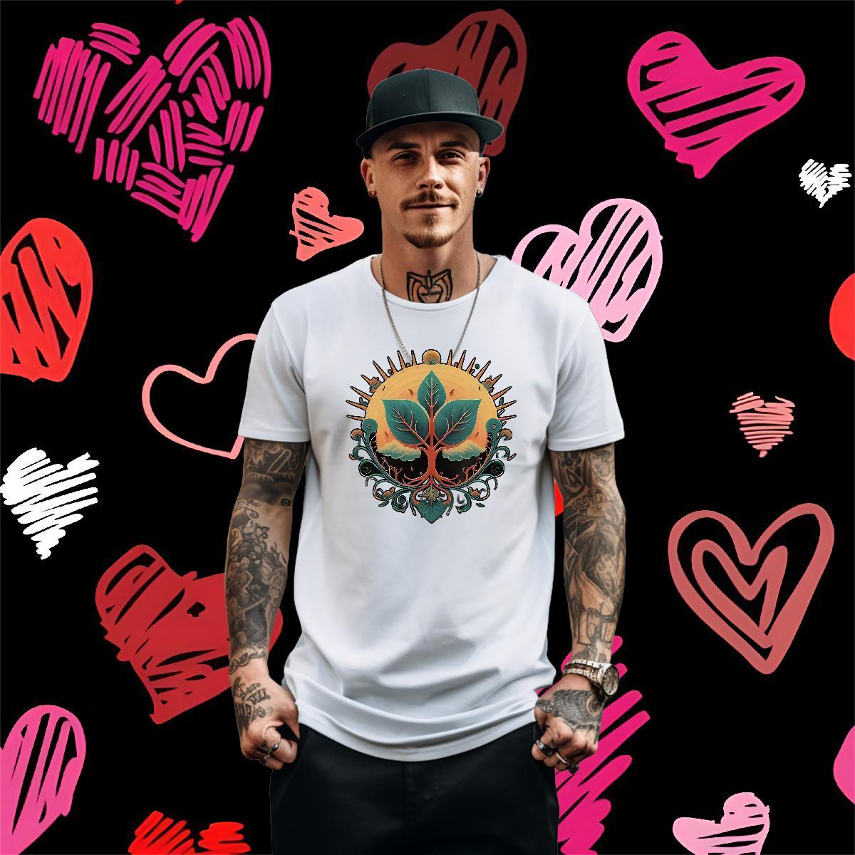 Classic Casual T Shirt For Man 100% Cotton 230g tree Sports Casual Clothings Crew Neck Breathable Cool Men Tops Tees Custom Print Oversized