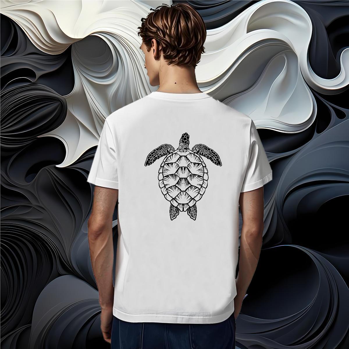 Loose Fit Tshirt for Man Woman 230g Pure Cotton tortoise T-Shirts for Men Spring Summer Breathable Short Sleeve Cartoon Print Fashion Casual Tops Tees