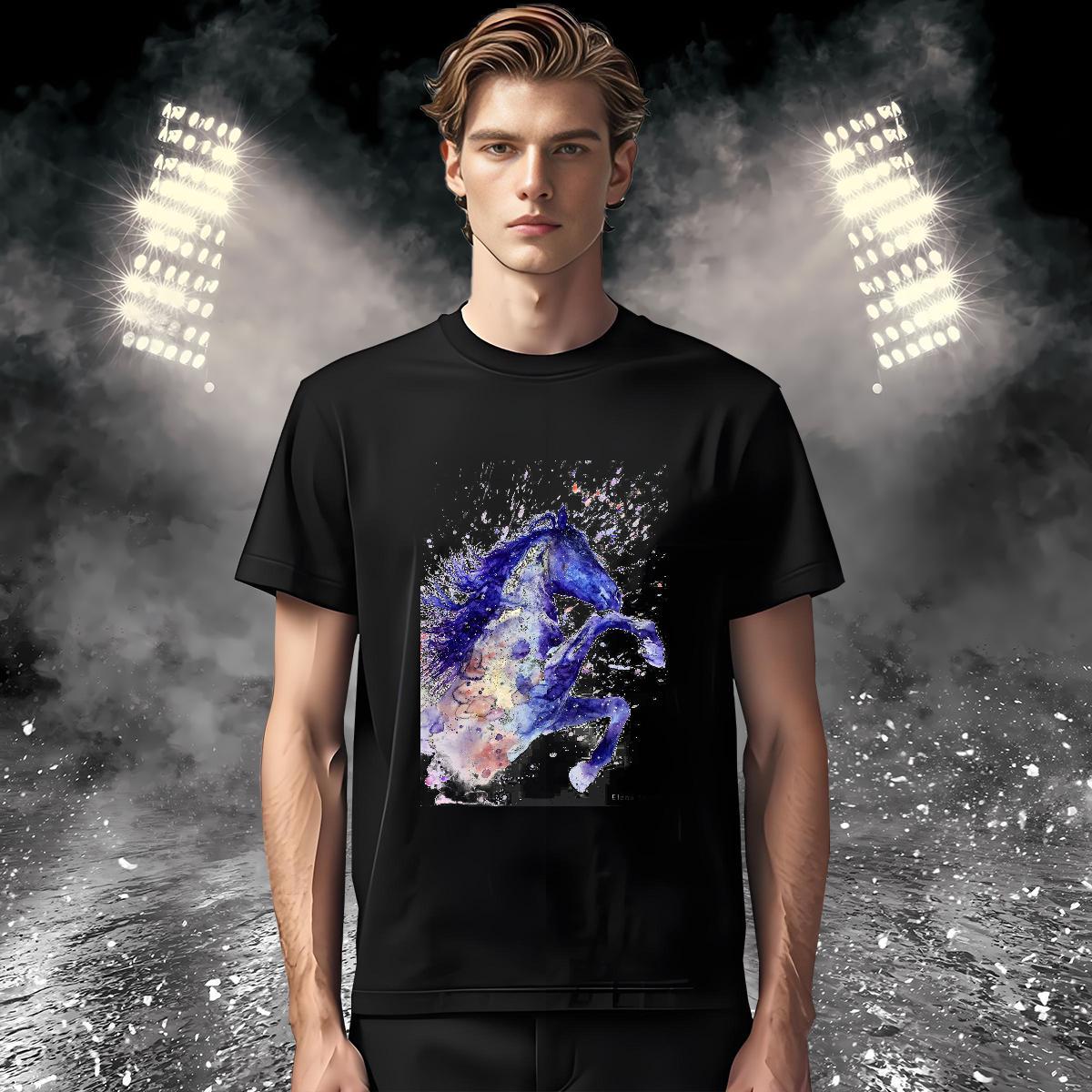 T Shirts Men 100% Cotton 230g horse High Street Hip Hop Round Neck Short Sleeve Custom Anime Men Tops Tees Fashion New TOP Quality Polos