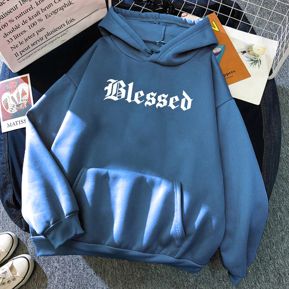 Blessed Creativity Printed Hoodies Women Street Style Hip Hop Hoody Autumn Loose Fleece Clothing Comfortable Pullover Sweatshirt 240806