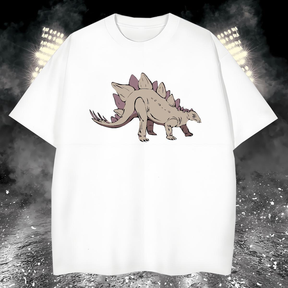 Men T Shirts 230g Pure Cotton dinosaur Street wear Hip Hop Breathable Short Sleeve Custom Anime Men Tees 2024 Summer Cool Tees Shirts
