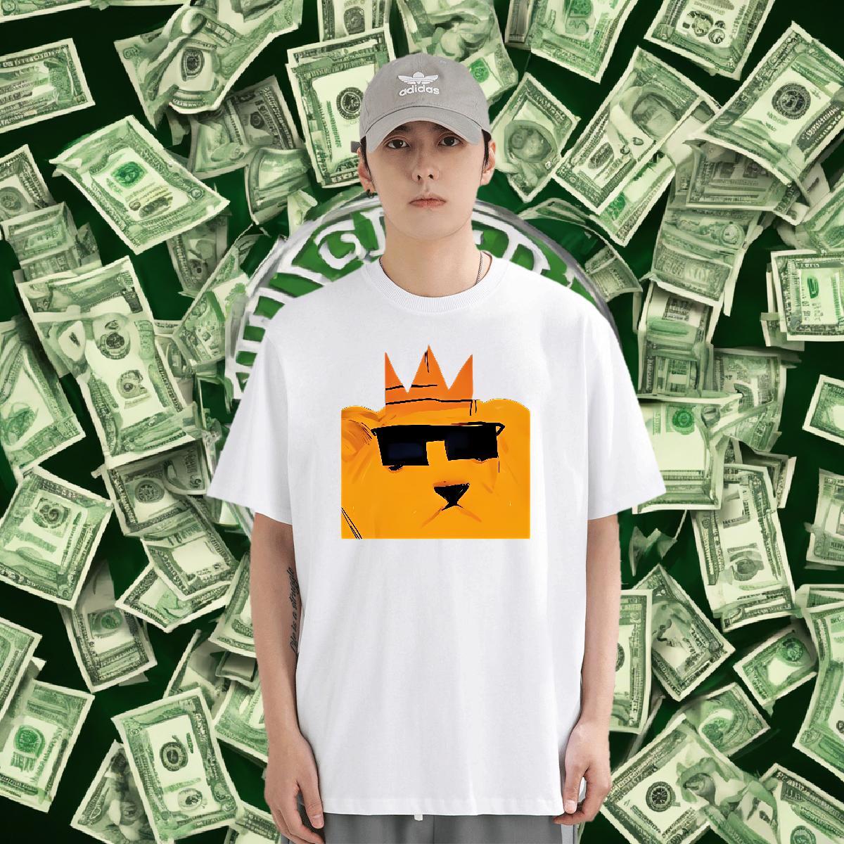 High Quality Tshirts 230g 100% Cotton Daily Wear lion Black White O Neck Short Sleeves 2024 New Mens T Shirts Clothes