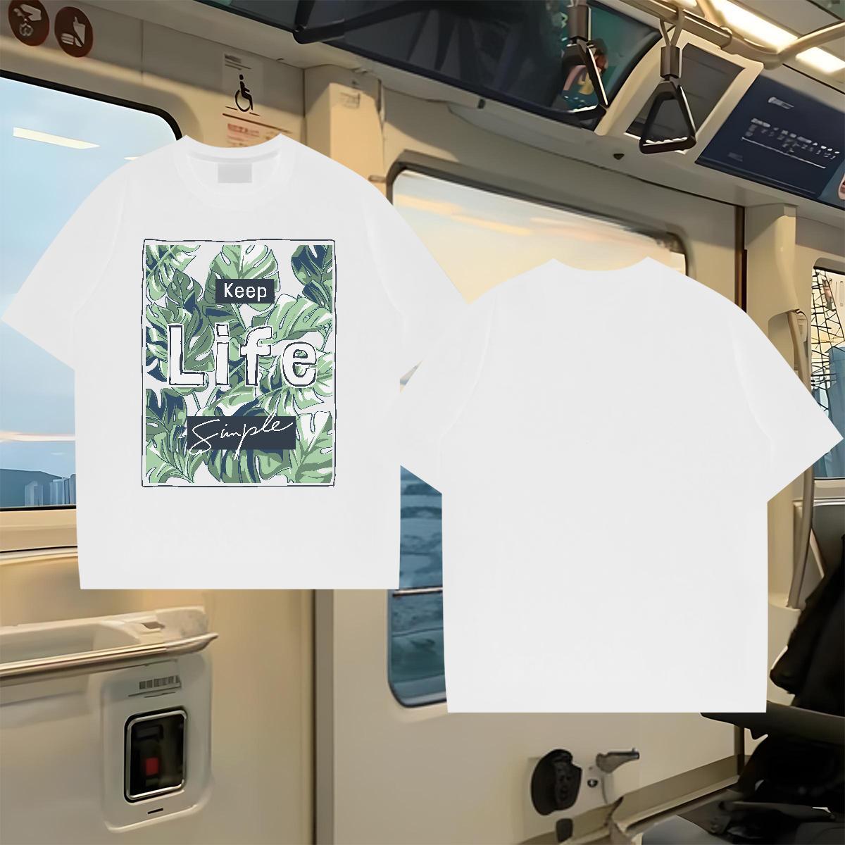 Factory Direct T shirt 230g Pure Cotton tree Casual Tees O-Neck Short Sleeve Loose Couples T Shirts Floral Print