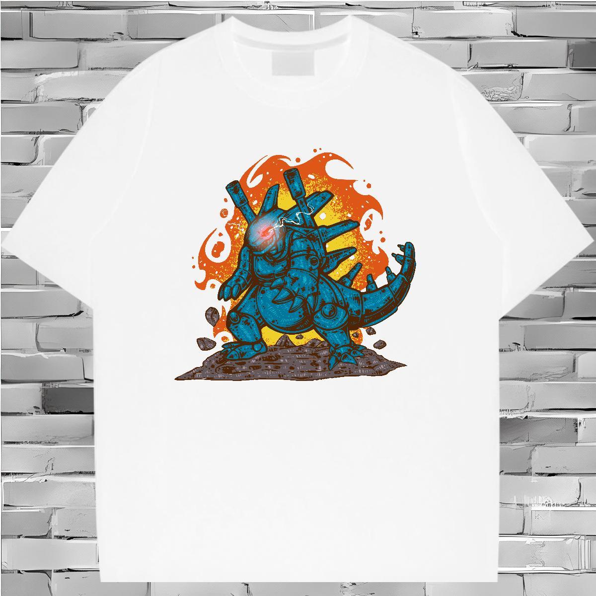 Fashion Mens T Shirts 230g Pure Cotton dinosaur Outdoor Tee Shirt Crew Neck TOP Quality Couples T Shirts Oversized