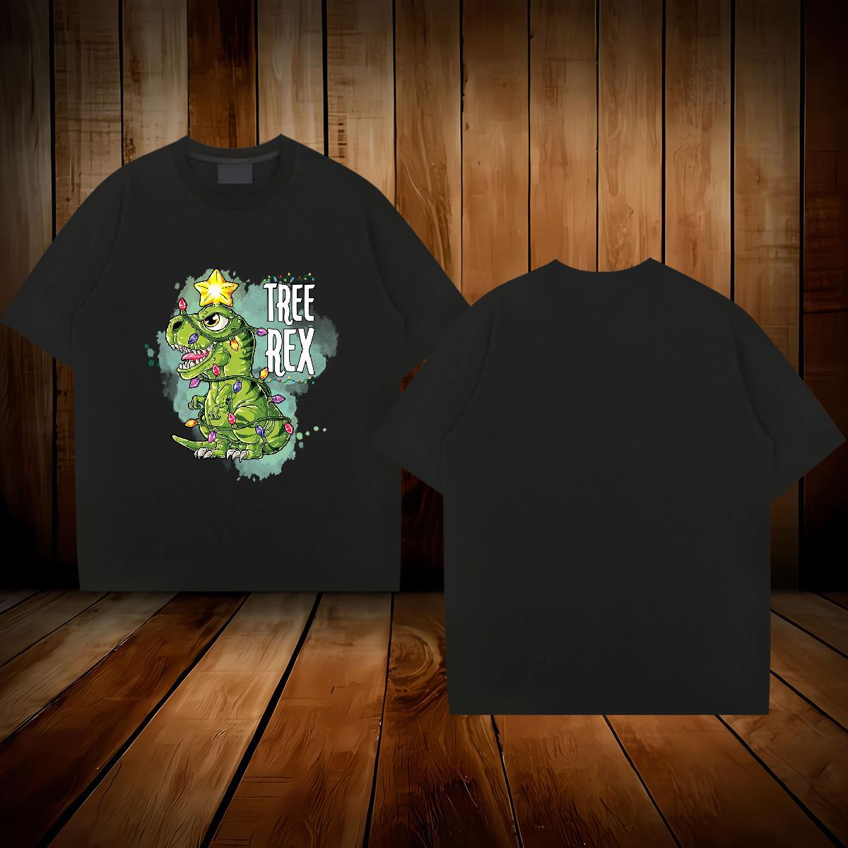 New Men T Shirts 230g Pure Cotton dinosaur High Street Hip Hop Tops Shirt Short Sleeve Soft Popular Men Tops Tees Black Oversized