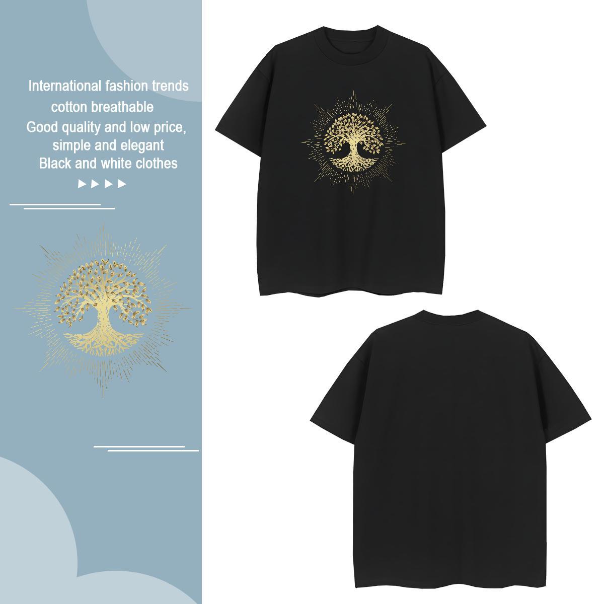 T shirt 230g 100% Cotton tree Casual Beach Pure Cotton Oversized 4XL Men Tees Customized Free Shipping Tshirts