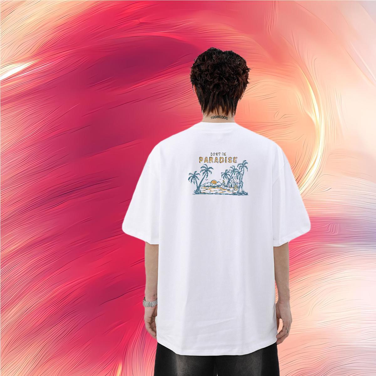 2024 DIY T Shirt For Man 100% Cotton 230g sea Daily Wear Tees Shirts Breathable Short Sleeve Brand Men Tops Tees Anime Print