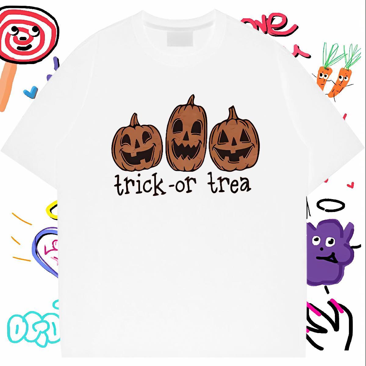 2024 New T-Shirts for Men 230g Pure Cotton pumpkin Outdoor Tees Shirts Breathable Soft Men Tees Custom Print Oversized
