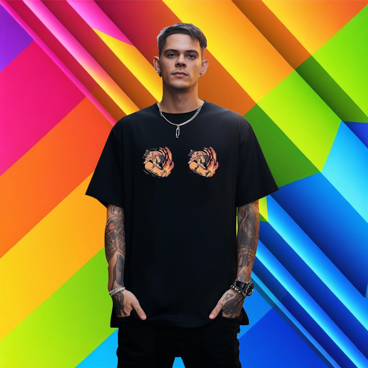 Custom T-Shirts for Men 230g Pure Cotton cute Street wear Hip Hop Tshirts Crew Neck Comfortable Tshirt for Man Woman Black Oversized