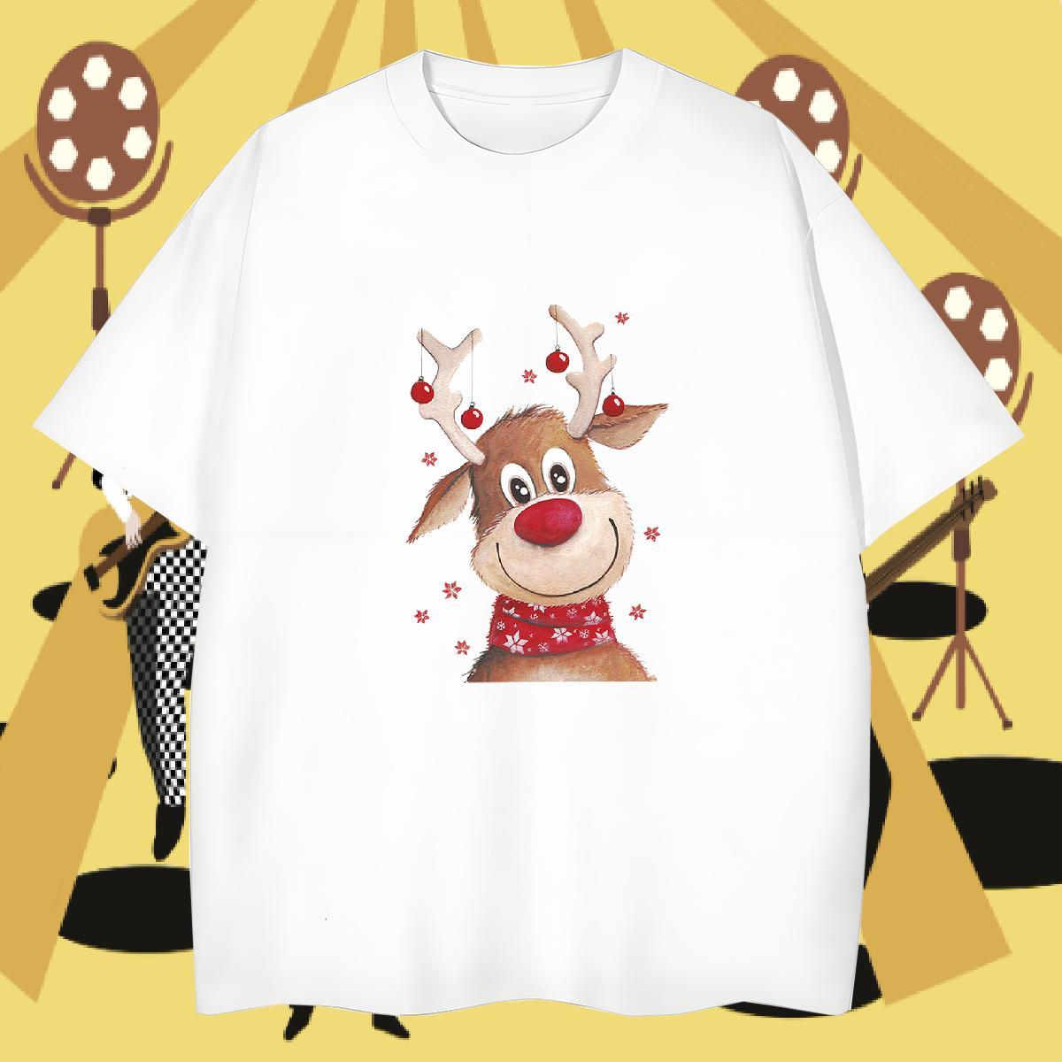 2024 T-Shirts for Men 230g 100% Cotton Christmas Daily Wear Tops Tees Breathable Crew Neck Unisex Men Tops Tees Custom Anime