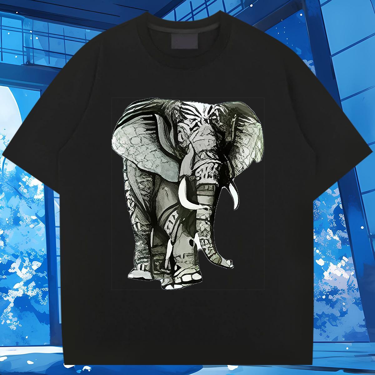 Fashion Casual T Shirts Men 230g Pure Cotton Elephant Spring Summer Clothings Breathable Wholesale Mens Tshirts Floral Print