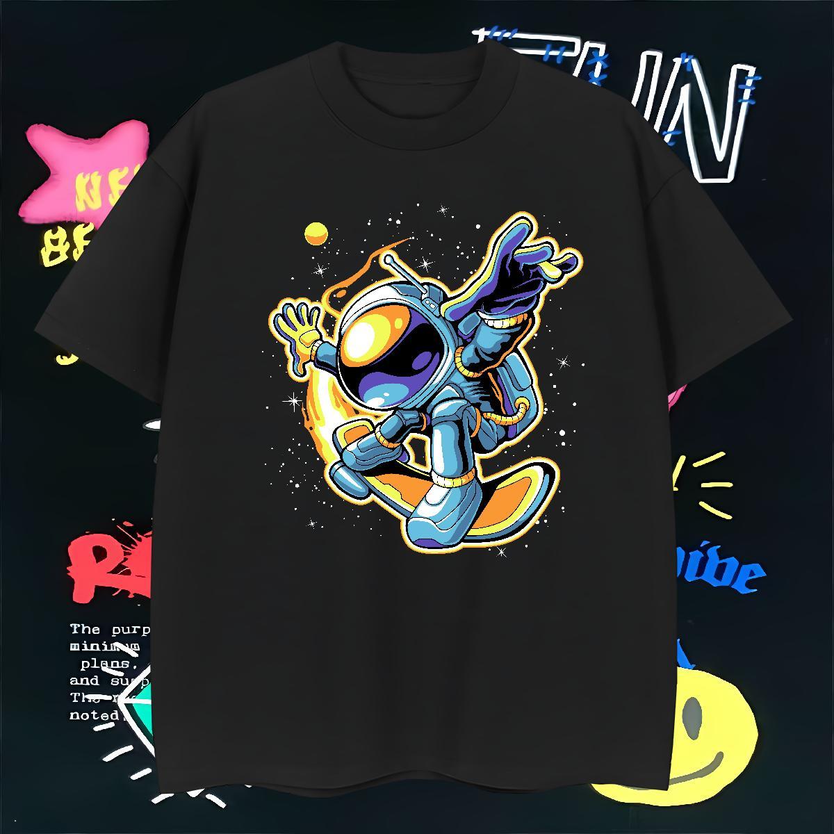 T-Shirts for Men 230g Cotton cosmonaut Sport Crew Neck Custom Anime Men Tees 2024 Cool Tee Shirt