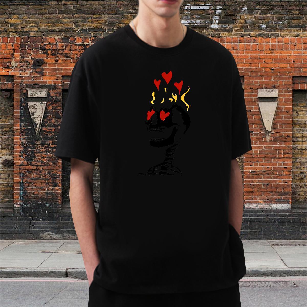 2024 Man T Shirts skull Tops Tees 100% Cotton 230g Street Soft Oversized 4XL Breathable Soft Tshirts