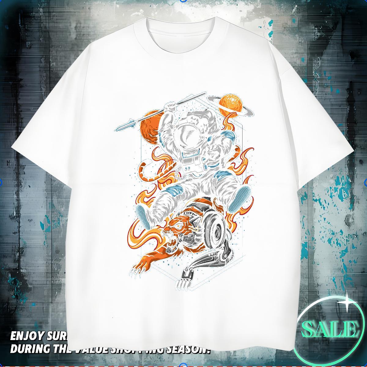 Mens T Shirts 100% Cotton 230g universe Spring Summer Breathable Crew Neck Custom Printing Men Tshirts 2024 High Quality Tees Shirts