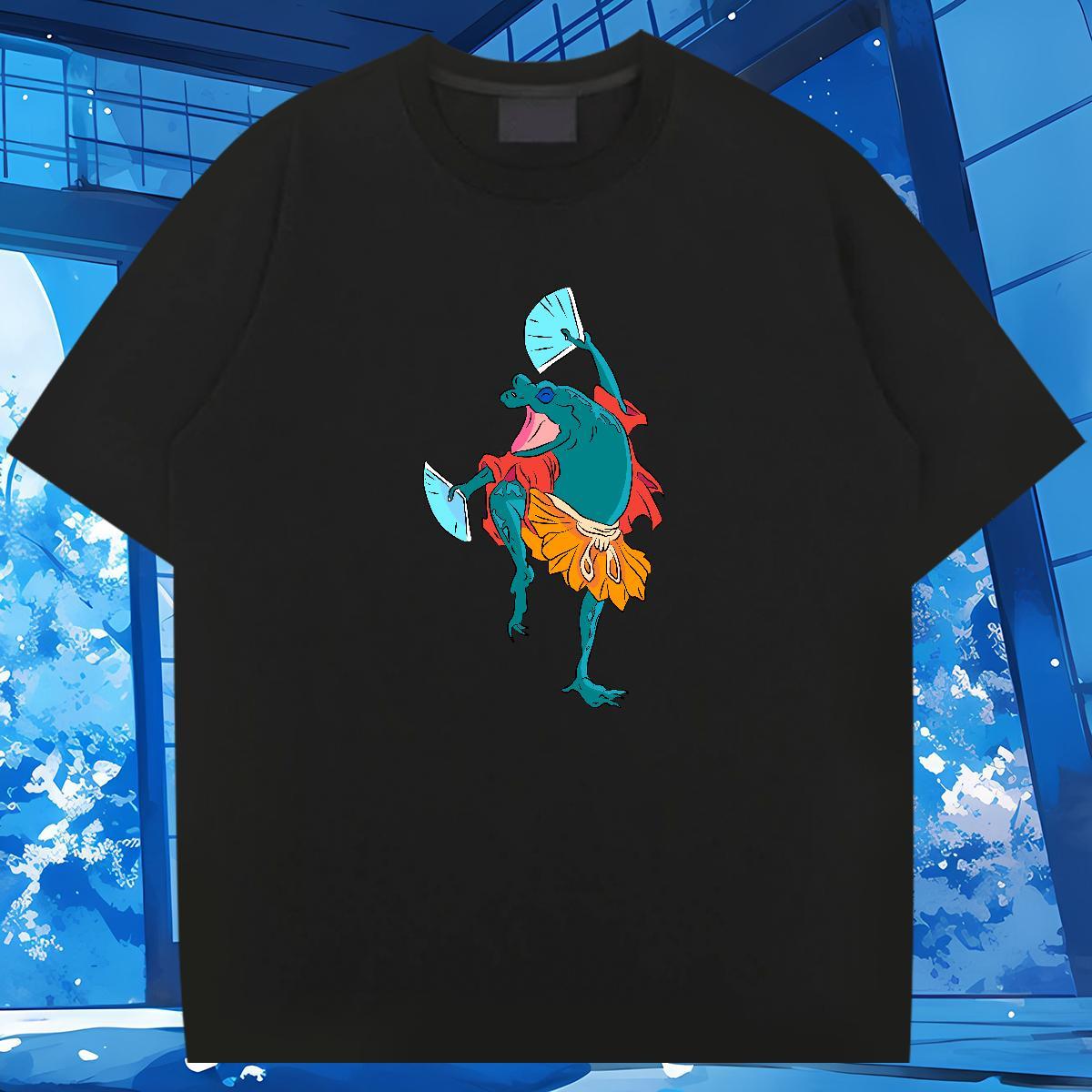DIY Customized Men T Shirts 230g Cotton Frog Beach Clothings Round Neck Short Sleeve Wholesale Tshirts Floral Print