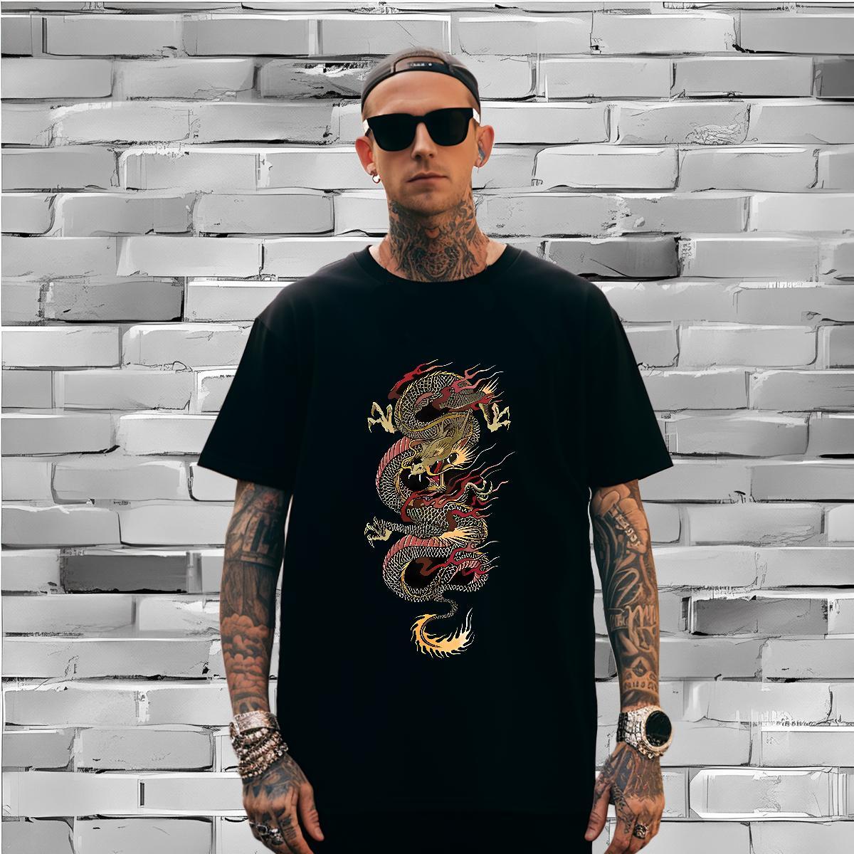T-Shirts 230g 100% Cotton Angry Dragon Sports Casual Short Sleeve Soft Oversized 3XL 4XL Mens Tshirts Wholesale Unisex Clothings
