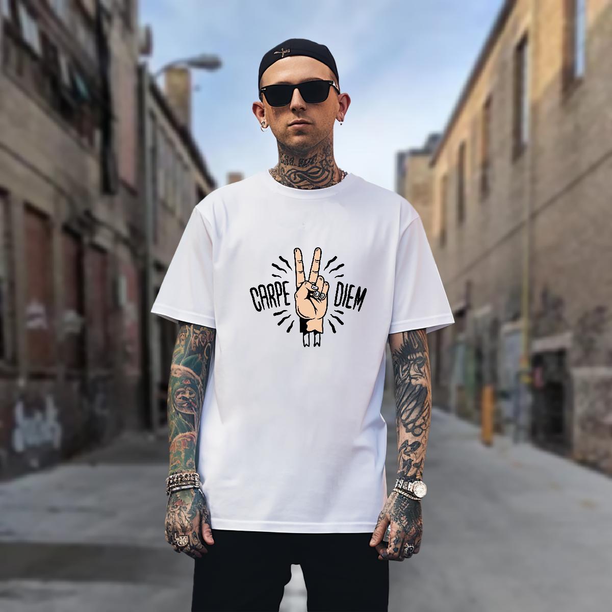 Man T Shirts 230g Pure Cotton hands Street wear Hip Hop Breathable Short Sleeve DIY Printed Men Clothes T-Shirt Custom Wholesale Tops