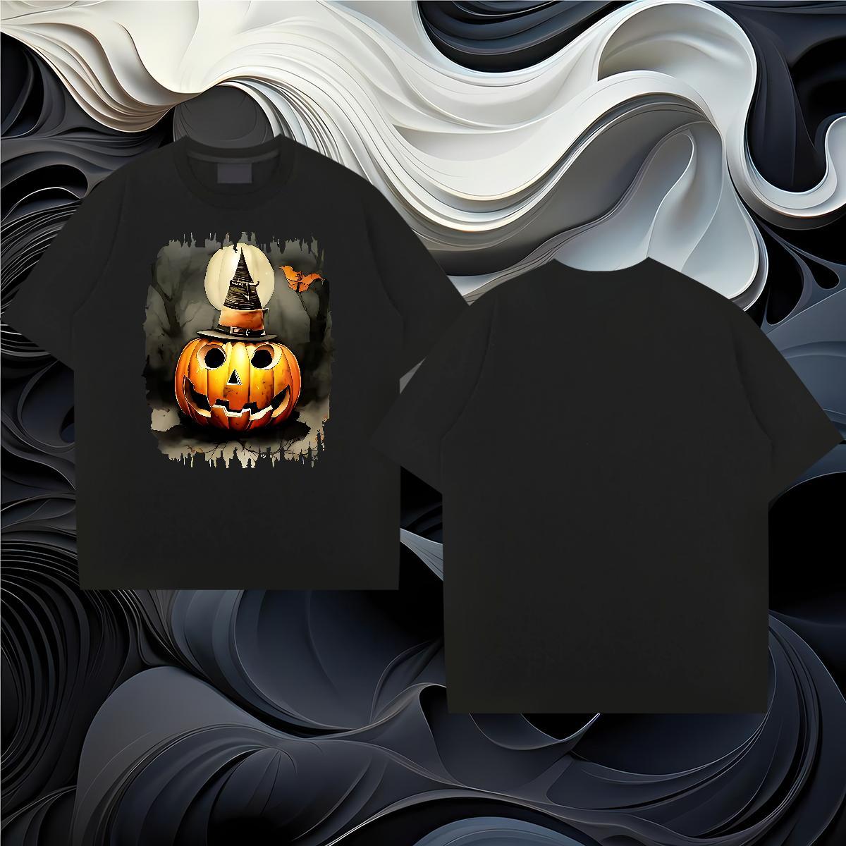 New Designer T shirt 100% Cotton 230g pumpkin Hip Hop Tshirts Breathable Short Sleeve Cool Mens Tshirts DIY Printed