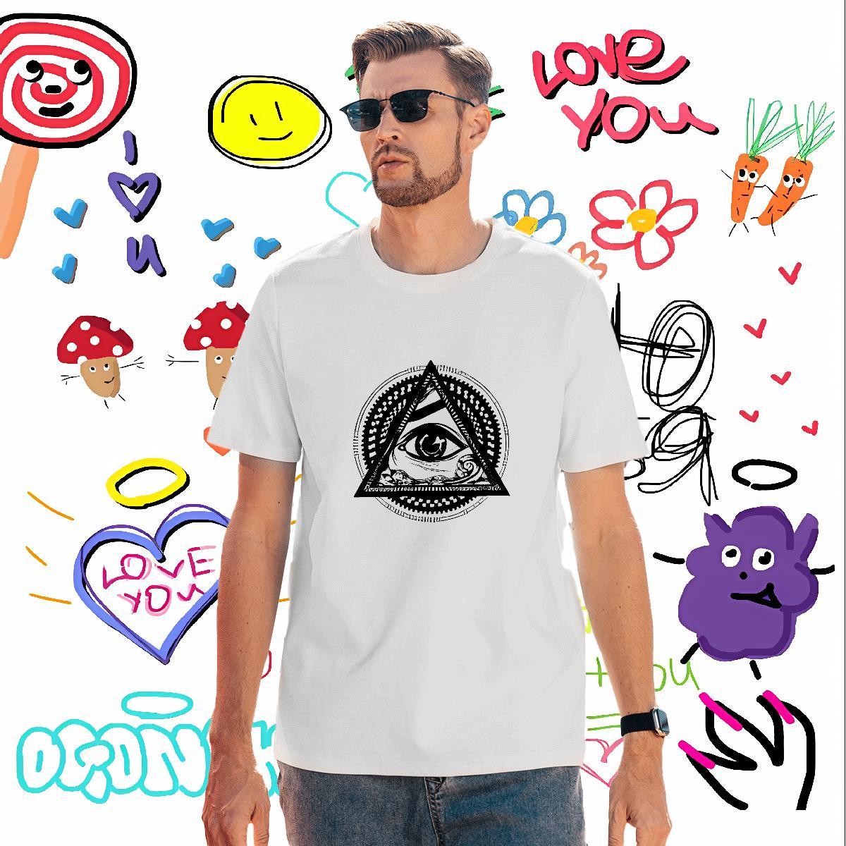 T-Shirts for Men 230g Cotton eyes Hip Hop O Neck Short Sleeves Custom Printed Mens Tshirts Classic Casual Loose Fit Wear