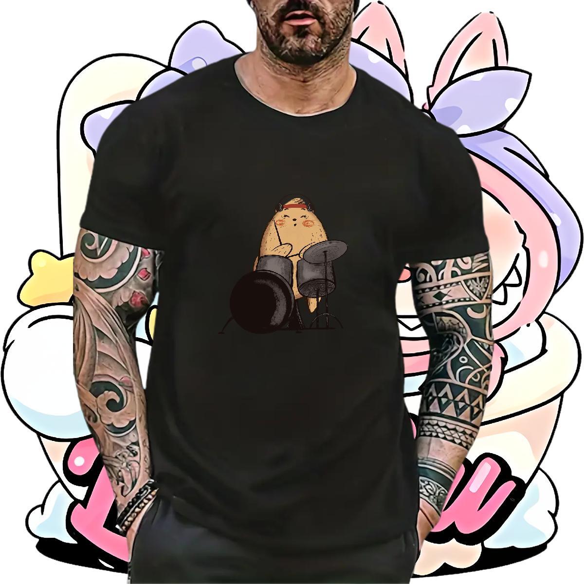 Fashion New T-Shirts 100% Cotton 230g mouse Hip Hop Tees Crew Neck Breathable Classic Men Tops Tees Anime Print