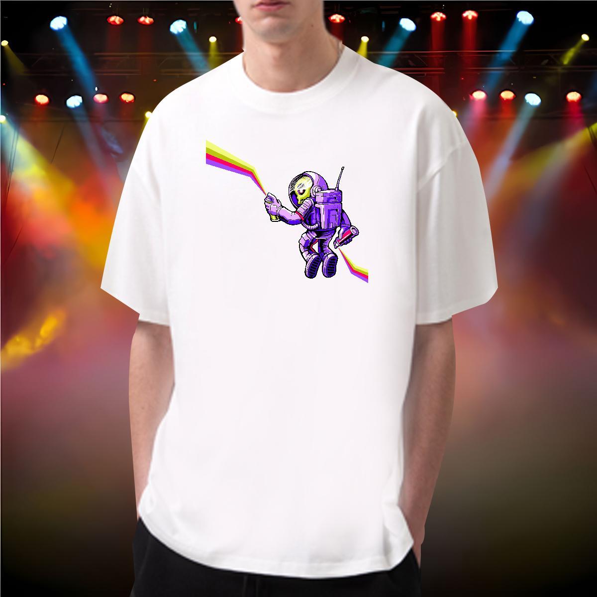 T-Shirts 230g 100% Cotton cosmonaut Hip Hop Street Breathable Soft DIY Printed Men Tshirts Custom Loose Fit Wear