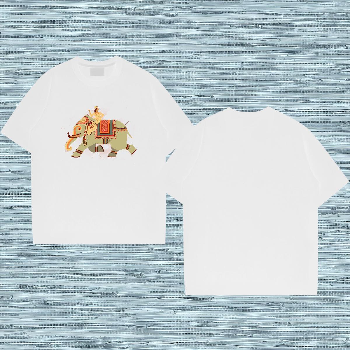 New Designer T Shirts Men 100% Cotton 230g elephant Casual Daily Wear Top Tees Breathable Crew Neck Cool Couples T Shirts Floral Print