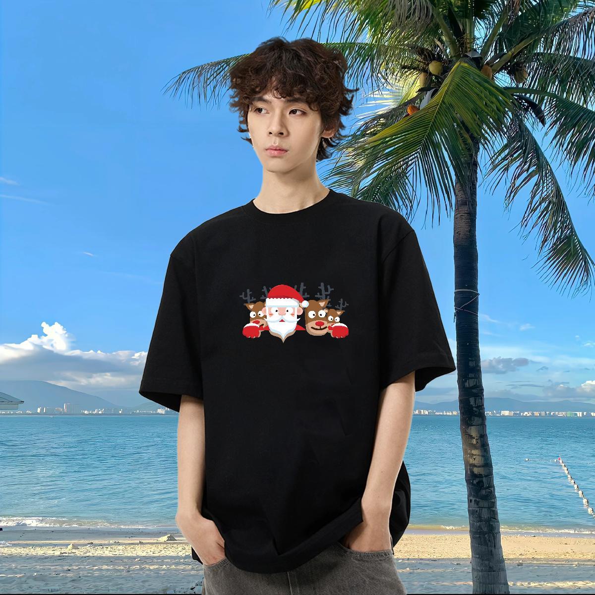 2024 New T-Shirts 230g Cotton Casual Daily Wear Clothings Short Sleeve O-Neck Loose Mens Tshirts Skull