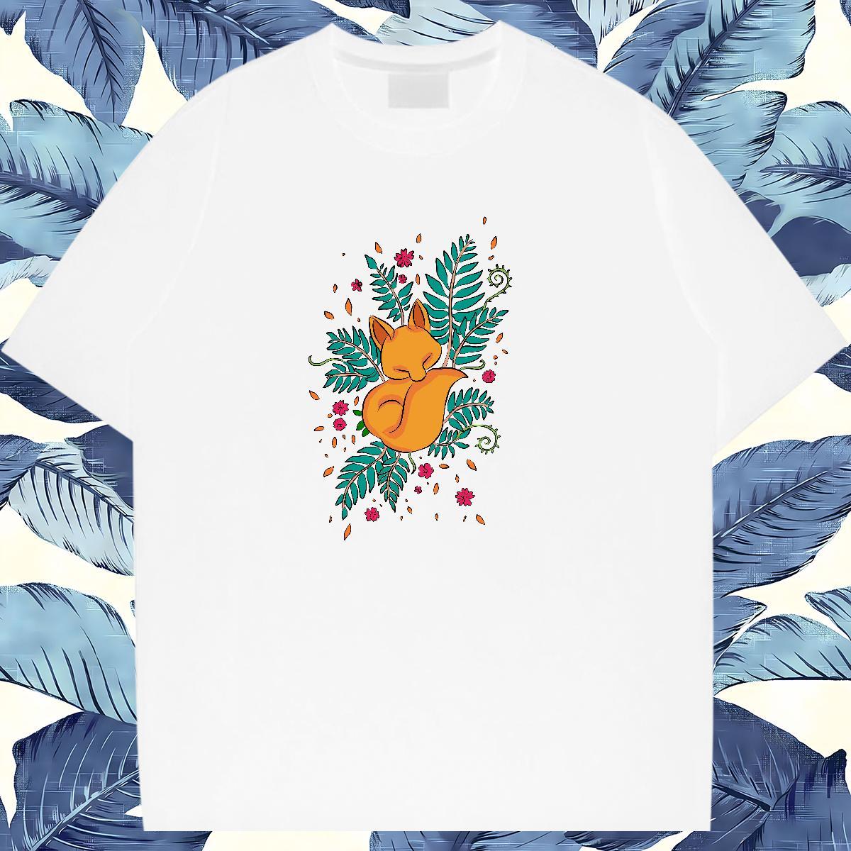 Custom T-Shirts 100% Cotton 230g fox Street Casual Tshirts Short Sleeve O-Neck Brand Men Clothes T-Shirt Black White