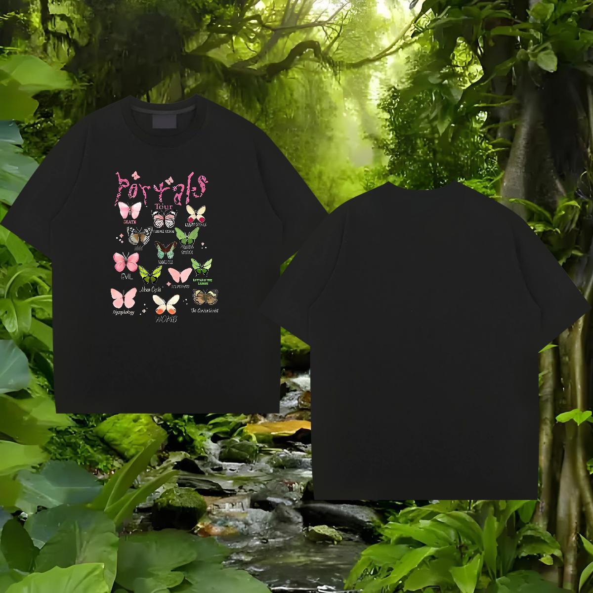 Fashion Designer T Shirt For Man 230g 100% Cotton Butterfly Sports Casual Tee Shirt Breathable Soft Popular Tshirts DIY Anime