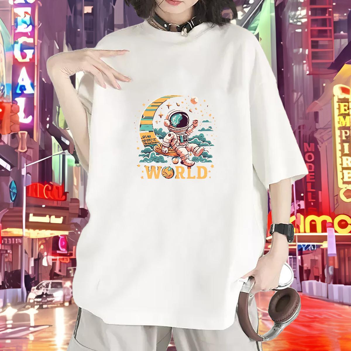 Nice Womens T Shirts Crew Neck Couples T Shirts Custom Print Oversized spaceman Spring Summer 230g 100% Cotton 2024 Designer Wear