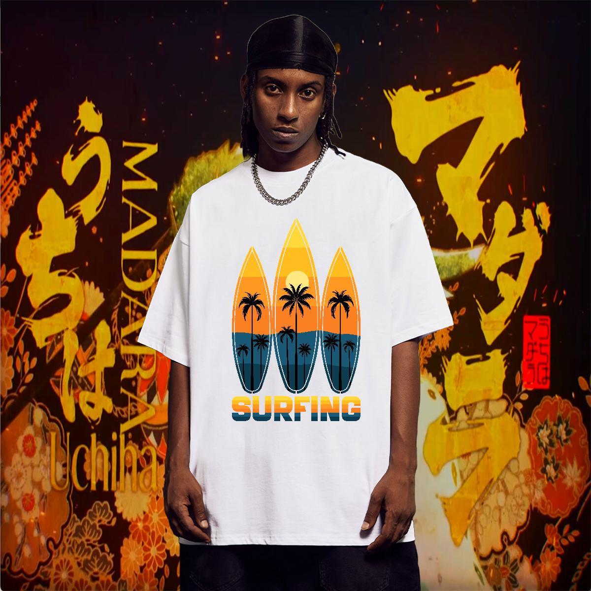 New Arrival Men T Shirts 230g Pure Cotton tree Summer Casual Tshirts Breathable Short Sleeve Cool Mens Tshirts Custom Printing