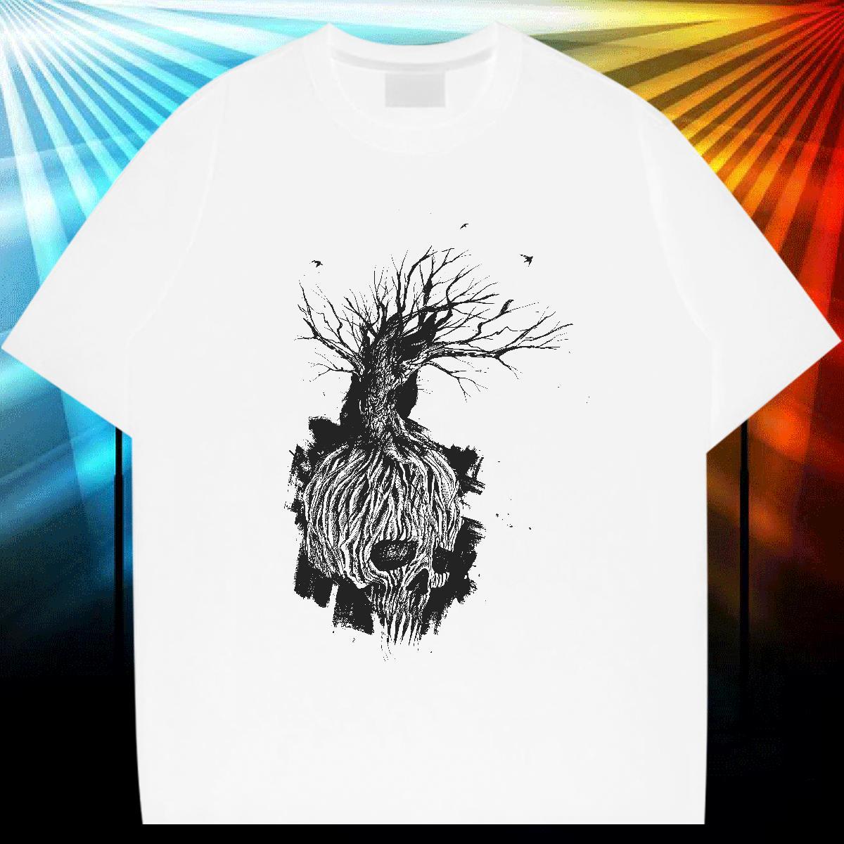 2024 Designer T Shirts Men 100% Cotton 230g tree Street Casual Tee Shirt Breathable Short Sleeve Popular Mens Tshirts DIY Logo Oversized