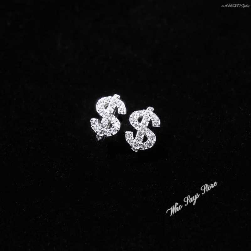 Stainless Steel Earrings Hip Hop Jewelry Stud Earrings Ice Out Zircon USD Signature Gold Plated Womens Earrings W240803