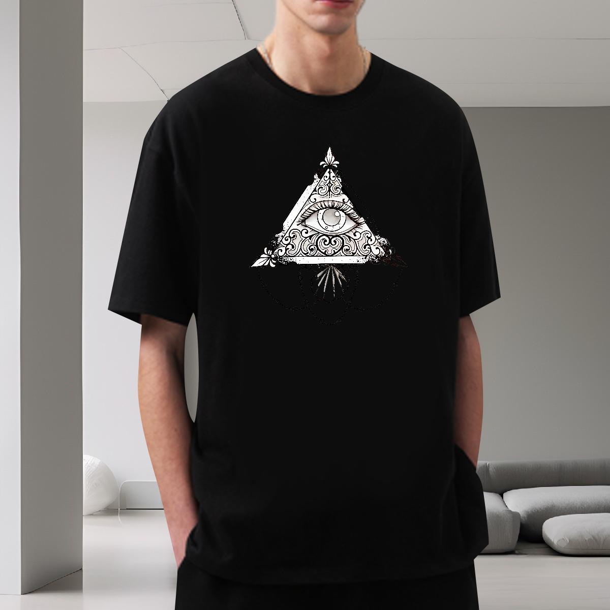 Brand T Shirt For Man eye of the devil Tees Shirts 100% Cotton 230g Summer Casual Cool Custom Cartoon O-Neck Short Sleeve Men Tops Tees