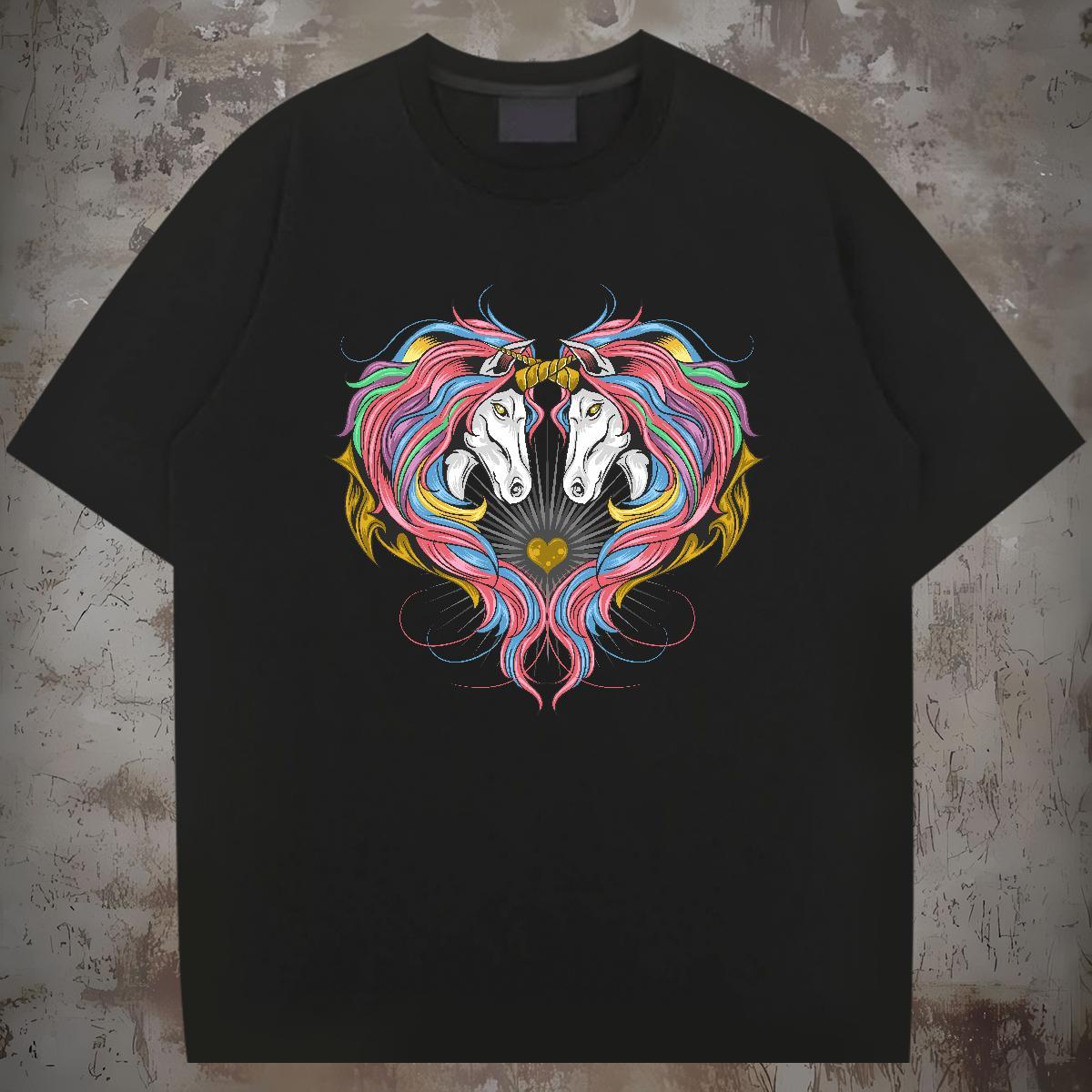 T Shirt For Man 230g Cotton horse Daily Wear Breathable Crew Neck Custom Printing Men Tops Tees Factory Direct Popular Tee Shirt