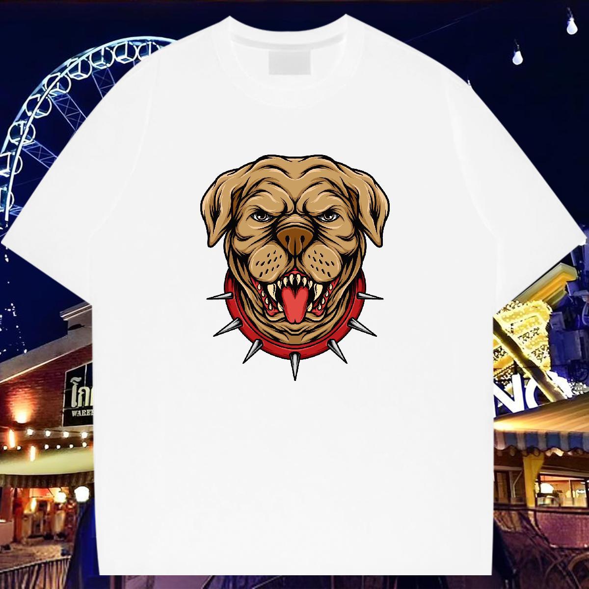 2024 Summer Man T Shirts 100% Cotton 230g dog Street Clothings O Neck Short Sleeves Loose Fit Tshirts Custom Printed
